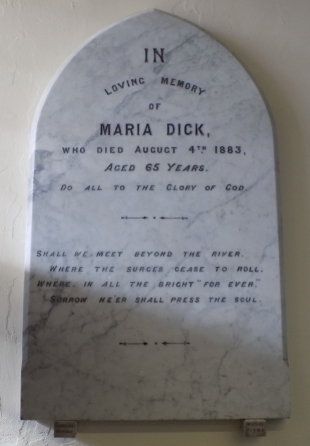 Memorial to Maria Dick, d.1883 (2016)